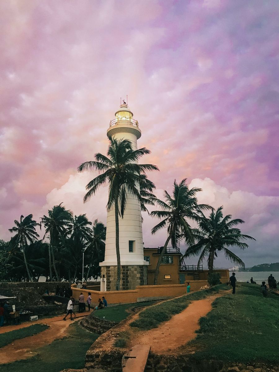 Galle Fort lighthouse at dusk