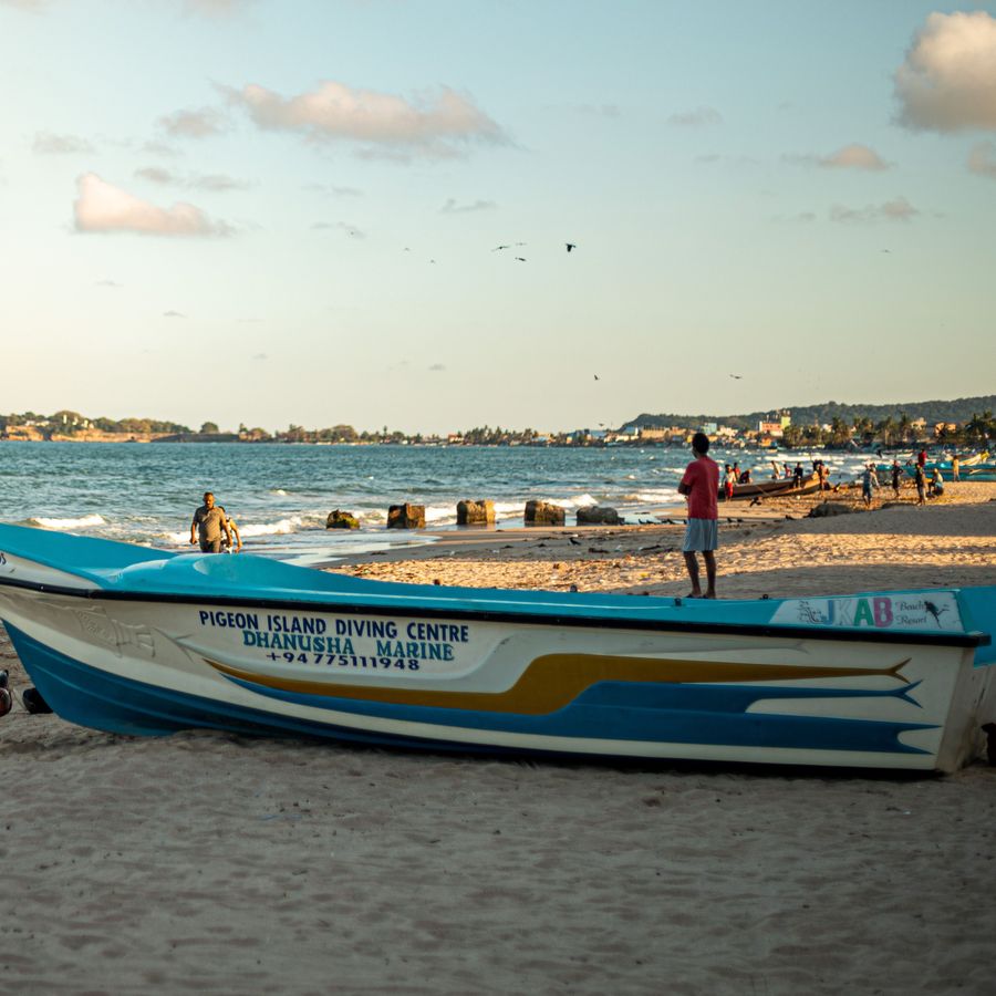 Fishing and dive boat on the beach at Trincomalee